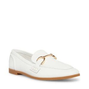 Steve Madden Carrine White Leather Flats Loafers Women's Size 8.5 NEW